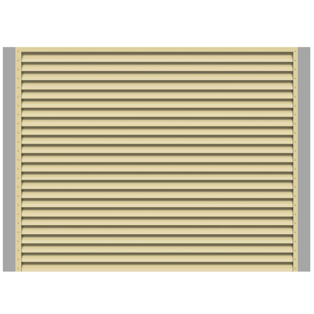 Секция забора жалюзи из ламелей жалюзи ЭКО-Z RAL1014 Бежевый с металлическими столбами анфас