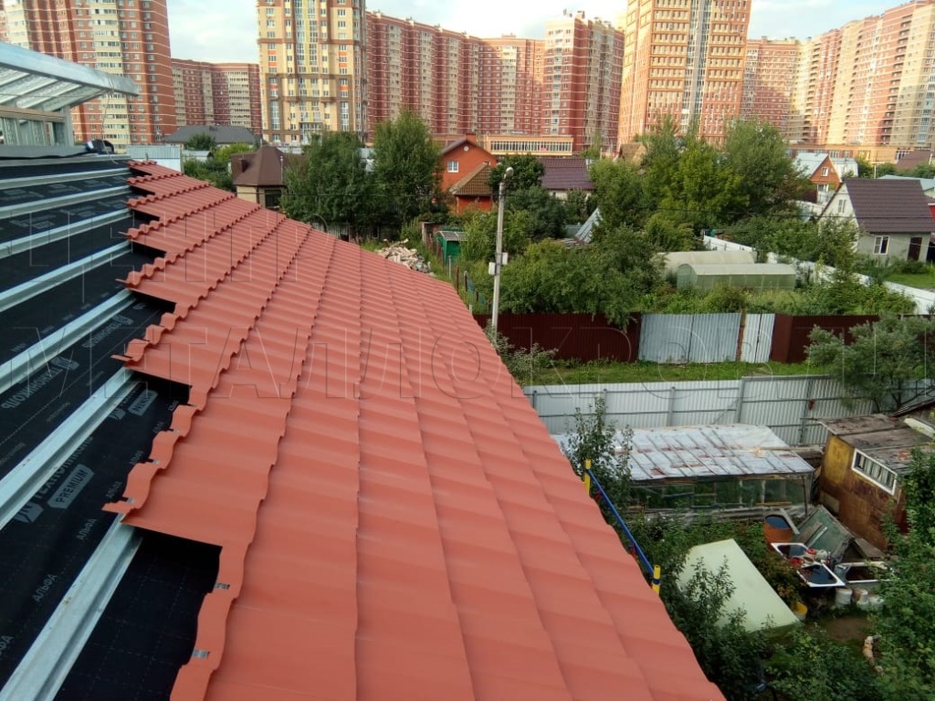 Металлочерепица Геркулес 8004 терракотовый Стальной Бархат от Центра Металокровли в Архангельске
