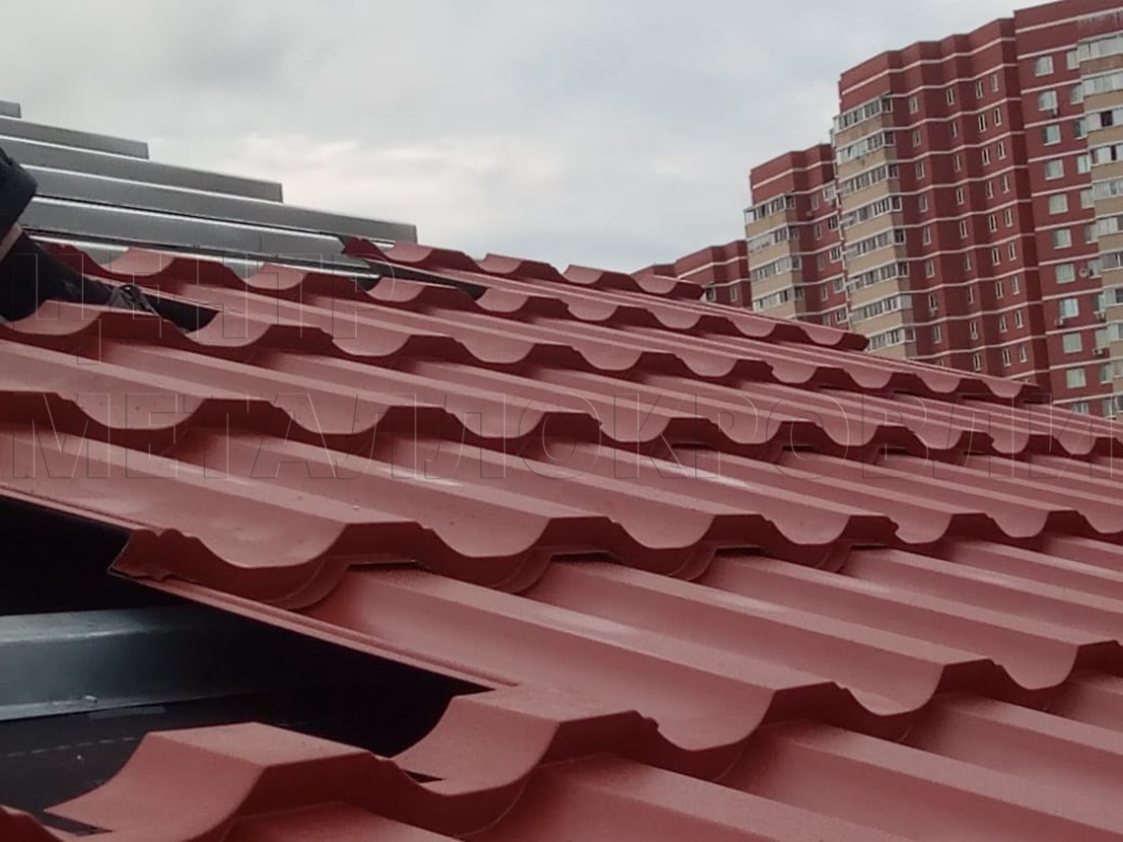 Металлочерепица Геркулес 8004 терракотовый Стальной Бархат от Центра Металлокровли в Архангельске