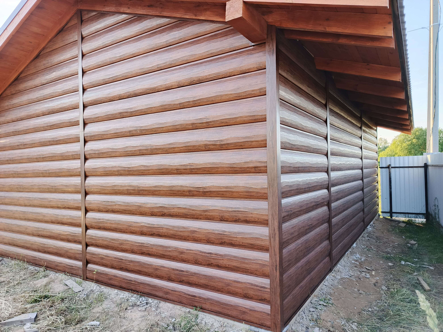 Металлосайдинг Бревно Рубленое 4D Темный Дуб 3D Принтек