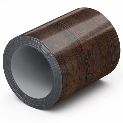 Рулон стали под дерево Темный Каштан 3D 0.45х1250мм Принтек Россия отмотка