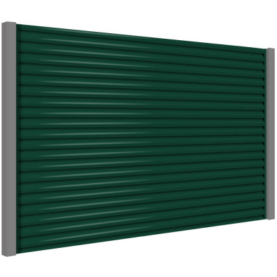 Секция забора жалюзи RAL6005/6005 Зеленый Мох 2-х сторонняя с металлическими столбами
